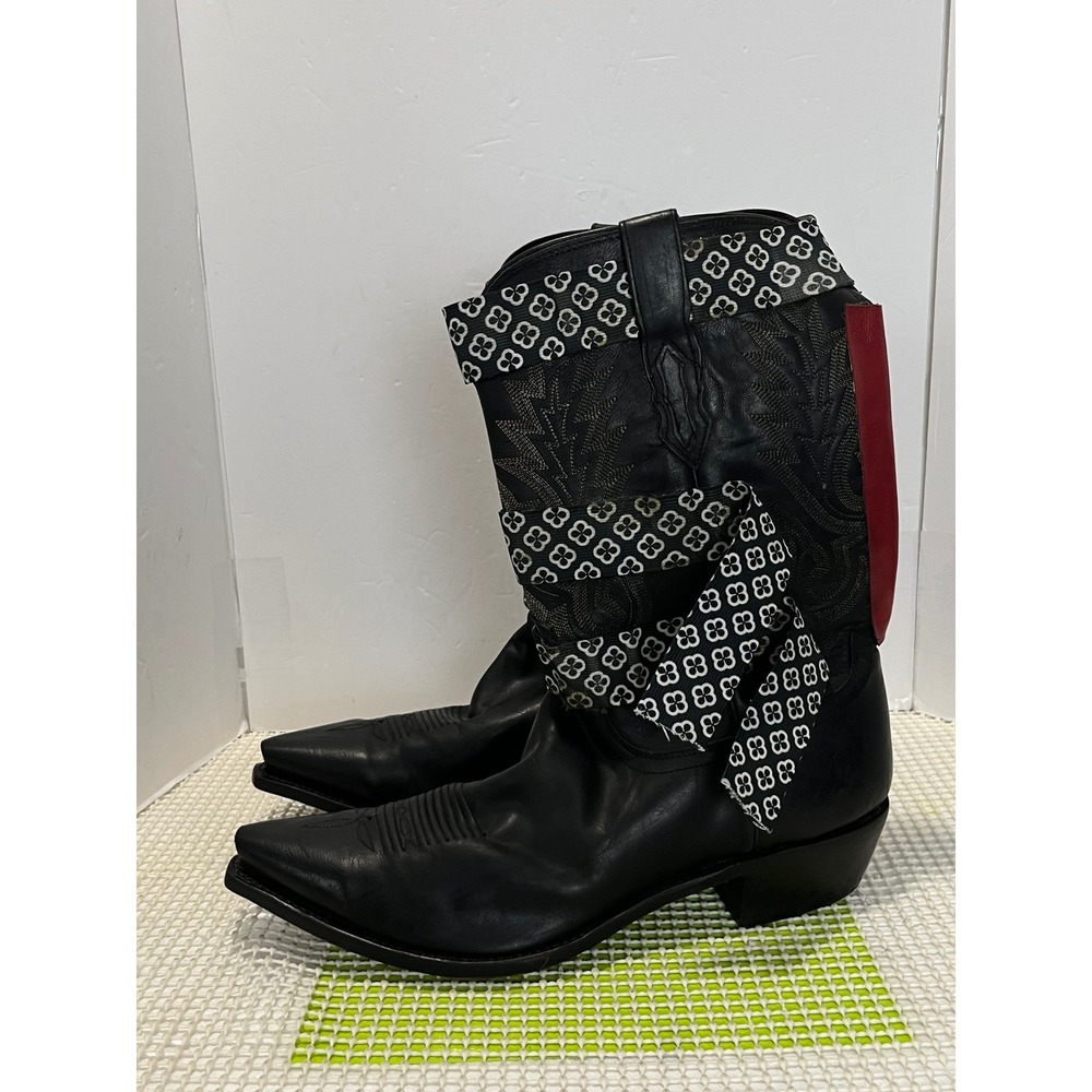 Lucchese Altered Customed Leather Cowboy Boots Men's 10 Black Pointed Toe 2920